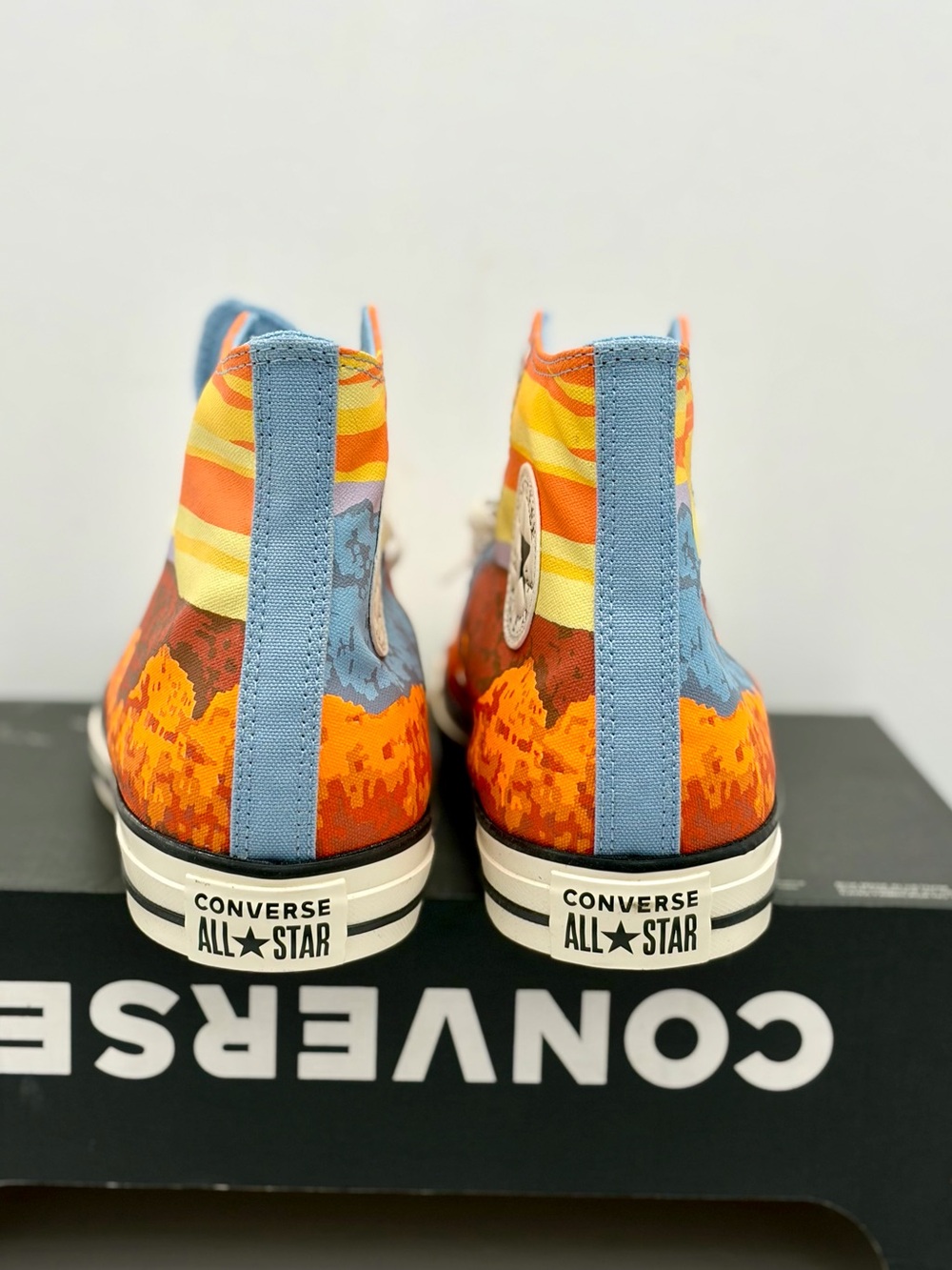 Converse High-Top Sneakers in Orange, Blue & Yellow Graphic - Picture 6 of 10